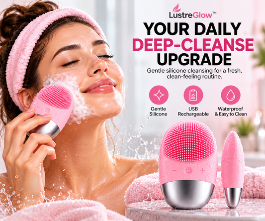 Electric Silicone Face Cleansing Brush Lustreglow Pink